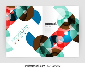 Transparente Kreiszusammensetzung im Geschäftsbericht-Flyer. Vektorgrafik