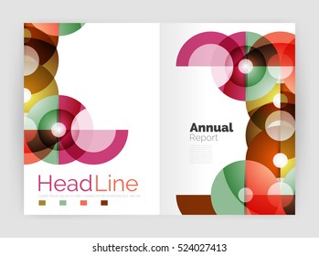 Transparent circle composition on business annual report flyer. Vector illustration
