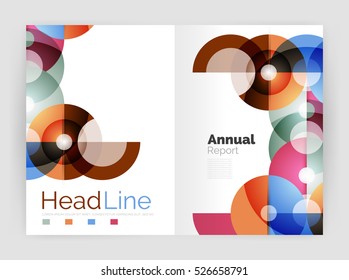 Transparent circle composition on business annual report flyer. Vector illustration