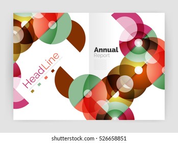 Transparent circle composition on business annual report flyer. Vector illustration