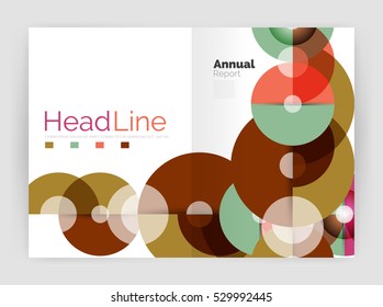 Transparent circle composition on business annual report flyer. Vector illustration