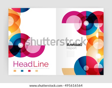 Transparent circle composition on business annual report flyer. Vector illustration
