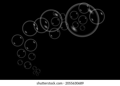 Transparent circles bulbs balls on a black background.
