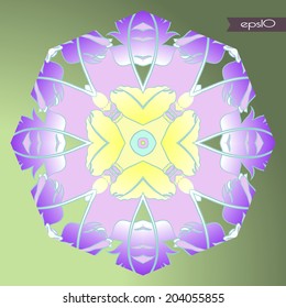 Transparent circular  ornament on a gradient green  background with text.