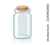 Transparent clear bottle with cork stopper isolated vector illustration