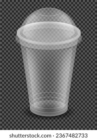 transparent clear disposable plastic cup vector illustration isolated on white background