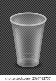 transparent clear disposable plastic cup vector illustration isolated on white background
