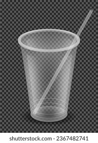 transparent clear disposable plastic cup vector illustration isolated on white background