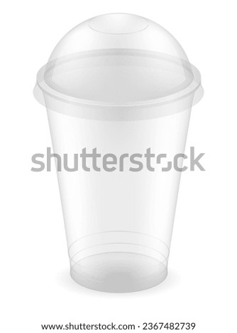 transparent clear disposable plastic cup vector illustration isolated on white background
