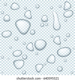 Conjunto de elementos de diseño vectorial de las gotas transparentes de agua transparente