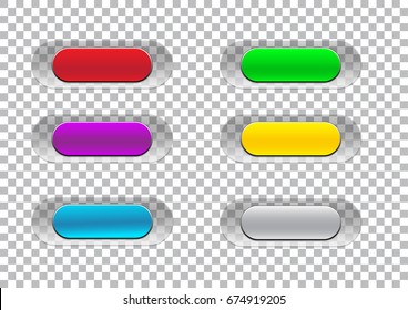 Transparent Click Here Button Vector Set Isolated