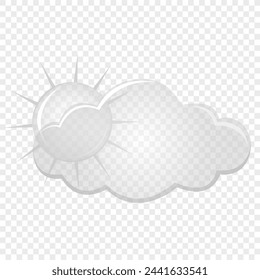 Transparent cloud and sun. Flat design style. For the design of your website, logo, application. Vector illustration.