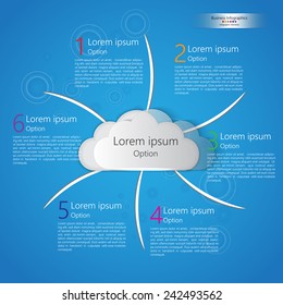 Transparent Cloud Symbol & Windmill/Pin Wheel Design, , Number & Text Information Dialog, Business Infographics, Vector Illustration