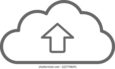 Transparent cloud upload icon, no fill icon, cloud icon with an arrow up
