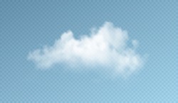 Transparent Clouds Isolated On Blue Background. Real Transparency Effect. Vector Illustration EPS10
