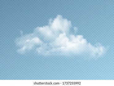 Transparent clouds isolated on blue background. Real transparency effect. Vector illustration EPS10