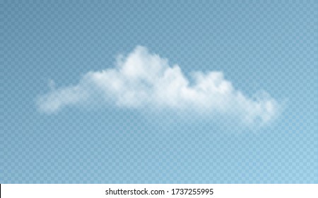 Transparent Clouds Isolated On Blue Background. Real Transparency Effect. Vector Illustration EPS10