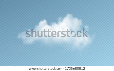 Transparent clouds isolated on blue background. Real transparency effect. Vector illustration EPS10