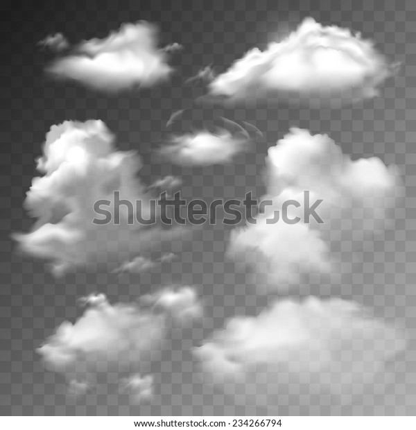 透明な雲が春の晴れた天気の雲景のリアルなセットベクターイラスト のベクター画像素材 ロイヤリティフリー