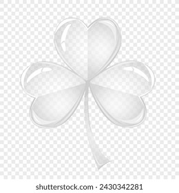 Transparent clover leaf. St Patrick's Day symbol, Irish lucky shamrock. Endless repeated backdrop, texture, wallpaper.