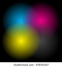 Transparent CMYK circles blended - CMYK, printing color space
