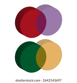 Transparent color circles. Overlapping shape layers. Abstract blend palette. Vector artistic composition.