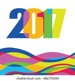 Transparent color silhouette of new year. Numbers colorful vector.