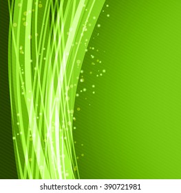 Transparent color wave. Green color. Wavy design