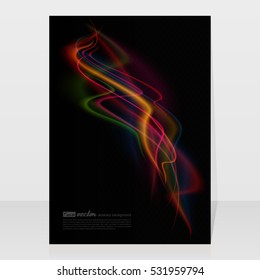 Transparent color waves. Background of glowing light effect. Shining glitter particles allocated on neutral background. Space for your message.