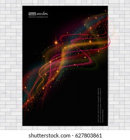Transparent color waves. Background of glowing light effect. Shining glitter particles allocated on neutral background. Space for your message. Eps 10 vector illustration.