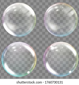 Transparent colored soap or water bubbles.