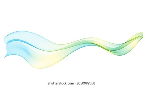 Transparent colored wavy lines on a white background. Abstract vector wave spectrum.