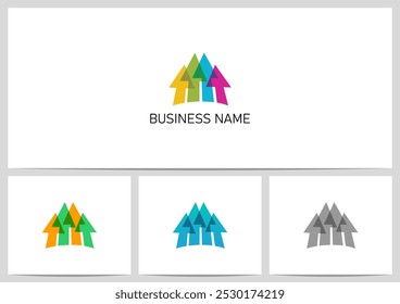 Transparent Colorful Up Arrows Pointing Up Logo Design