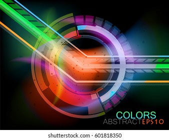 Transparent colorful circular shape vector on a black background