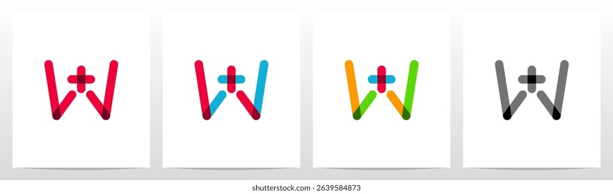 Transparent Colorful Plus Cross Positive Sign Symbol Letter Initial Logo Design W
