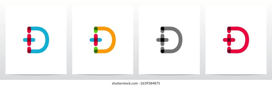 Transparent Colorful Plus Cross Positive Sign Symbol Letter Initial Logo Design D