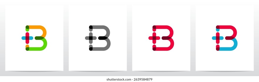 Transparent Colorful Plus Cross Positive Sign Symbol Letter Initial Logo Design B