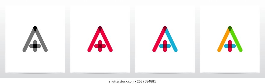 Transparent Colorful Plus Cross Positive Sign Symbol Letter Initial Logo Design A