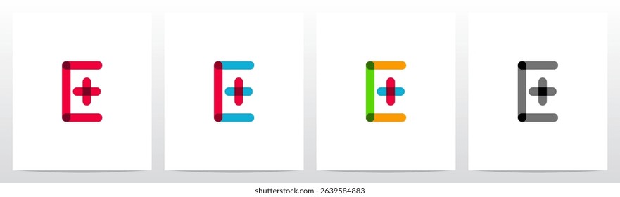 Transparent Colorful Plus Cross Positive Sign Symbol Letter Initial Logo Design E