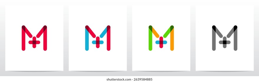 Transparent Colorful Plus Cross Positive Sign Symbol Letter Initial Logo Design M
