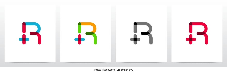 Transparent Colorful Plus Cross Positive Sign Symbol Letter Initial Logo Design R