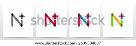 Transparent Colorful Plus Cross Positive Sign Symbol Letter Initial Logo Design N