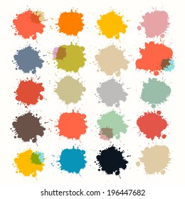 Transparent Colorful Retro Vector Stains, Blots, Splashes Set 