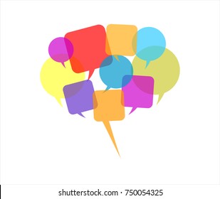 Transparent colour speech bubbles in vector graphics