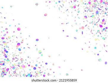 Transparent Confetti. Blue Disco Texture. Birthday Effect. Rainbow Tinsel. Festive Art. Party Realistic Gradient. Bright Foil. Retro Flyer. Pink Transparent Confetti