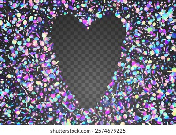 Transparent Confetti. Digital Poster. Modern Banner. Disco Concept. Rainbow Glitter. Glare Colourful Backdrop. Pink Happy Background. Iridescent Sparkle. Purple Transparent Confetti