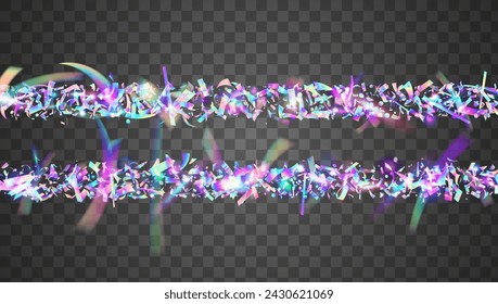 Transparent Confetti. Happy Surprise Cristals. Blue 3d Sparkle. Digital Banner. Iridescent Background. Carnaval Burst. Cristal Design. Glare Concept. Purple Transparent Confetti