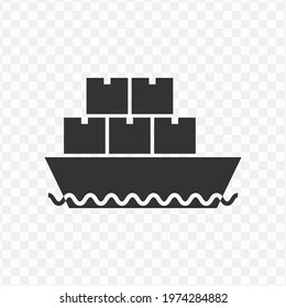 Transparent container ship icon png, vector illustration of an container ship icon in dark color and transparent background(png).