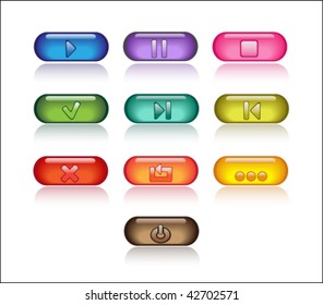 Transparent control  buttons. Bright series royalty free stock vector illustration