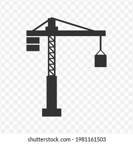 Transparent crane icon png, vector illustration of crane in dark color and transparent background(png).